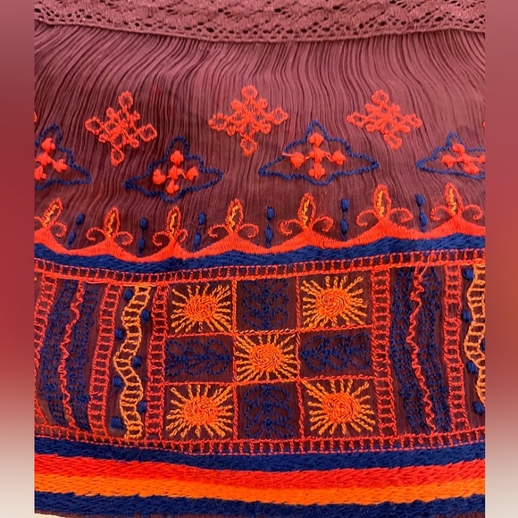 Free People All Your Feelings Sheer Blouse Purple + Orange Sleeveless Top, sz XS - Picture 9 of 14